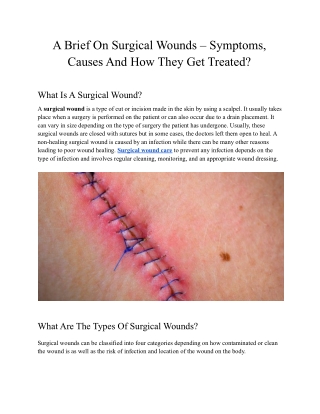 A Brief On Surgical Wounds – Symptoms, Causes And How They Get Treated?