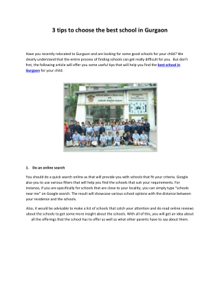 3 tips to choose the best school in Gurgaon