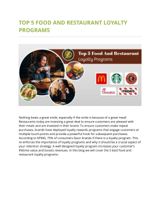 Top 5 Food and Restaurant Loyalty Programs