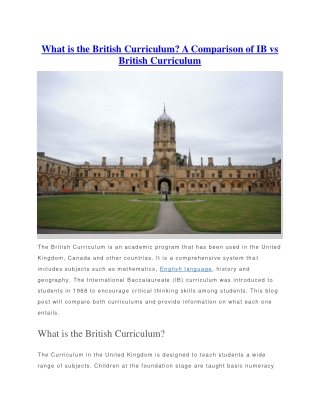 What is the British Curriculum? A Comparison of IB vs British Curriculum