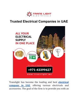 Trusted Electrical Companies in UAE