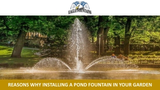 Reasons Why Installing a Pond Fountain in Your Garden