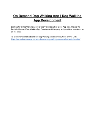 On Demand Dog Walking App | Dog Walking App Development