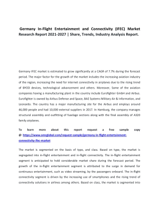 Germany In-Flight Entertainment and Connectivity (IFEC) Market