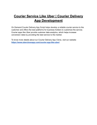 Courier Service Like Uber | Courier Delivery App Development