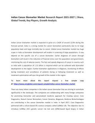 Indian Cancer Biomarker Market Research Report 2021
