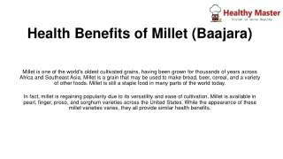 Health Benefits of Millet (Baajara)