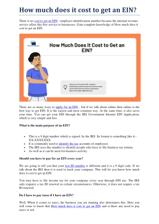 How much does it cost to get an EIN