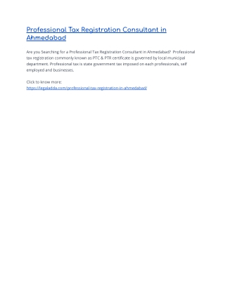 Professional Tax Registration Consultant in Ahmedabad