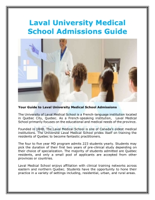 Laval University Medical School Admissions Guide