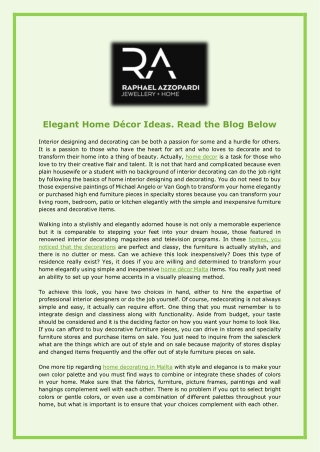 Elegant Home Décor Ideas. Read the Blog Below