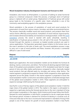 Wood Acetylation Industry Development Scenario and Forecast to 2025