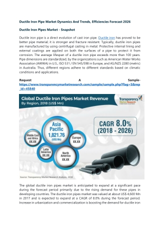 Ductile Iron Pipe Market Dynamics And Trends, Efficiencies Forecast 2026