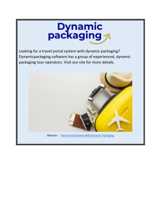 Travel Portal System With Dynamic Packaging Dynamicpackaging.software