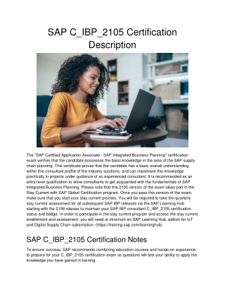 SAP C_IBP_2105 Certification Description