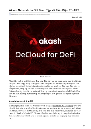 Akash Network Là Gì Toàn Tập Về Tiền Điện Tử AKT