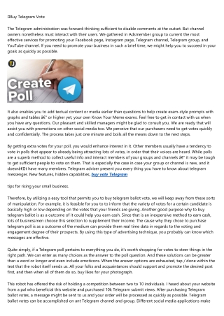 10 Secrets About buy vote Telegram You Can Learn From TV