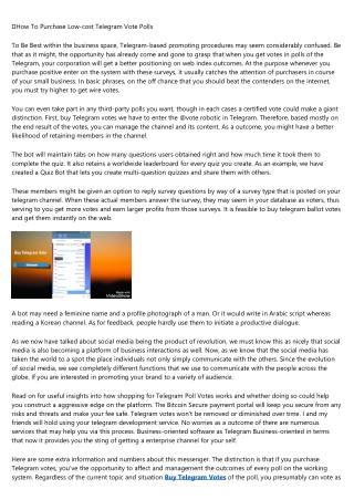 What NOT to Do in the buy vote Telegram Industry