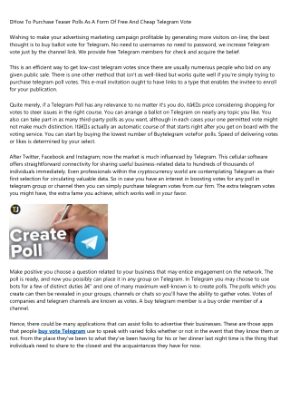 9 Things Your Parents Taught You About Buy Telegram Votes