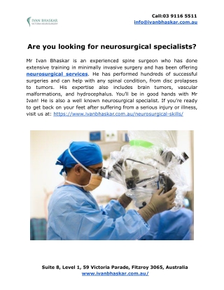 Are you looking for neurosurgical specialists