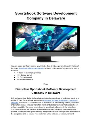 Sportsbook Software Development Company in Delaware