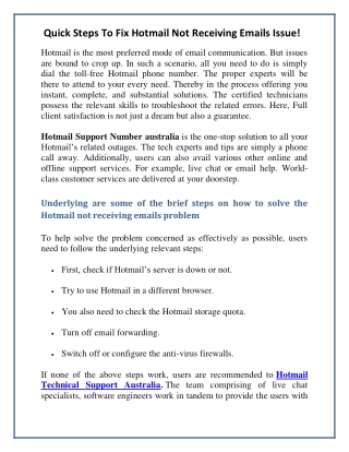 Quick Steps To Fix Hotmail Not Receiving Emails Issue!