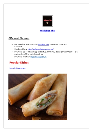 5% Off - Wallabies Thai - Mascot takeaway, NSW