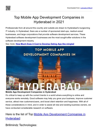 Best Mobile App development companies in Hyderabad