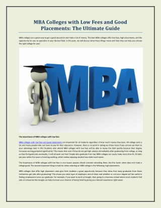 MBA Colleges with Low Fees and Good Placements: The Ultimate Guide