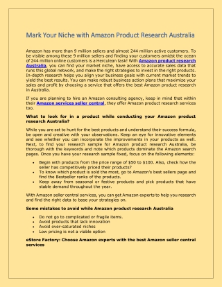 Mark Your Niche with Amazon Product Research Australia