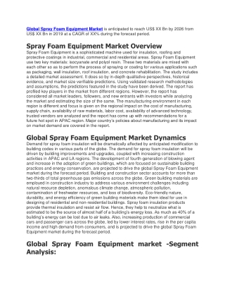 Spray Foam Equipment Market is anticipated to reach US