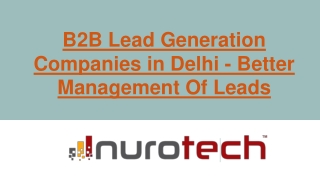 B2B Lead Generation Companies in Delhi - Better Management Of Leads