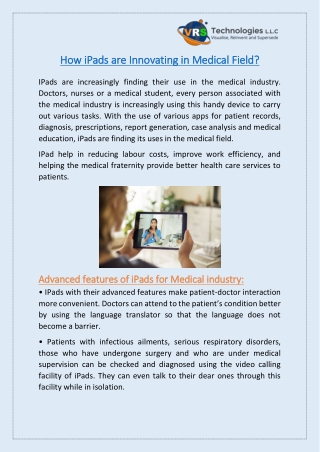 How iPads are Innovating in Medical Field?