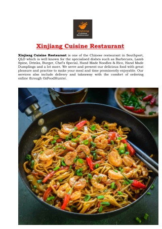 5% off - Xinjiang Cuisine Chinese Restaurant menu Southport, QLD
