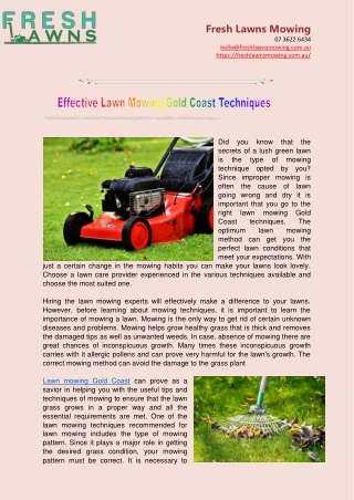 Effective Lawn Mowing Gold Coast Techniques