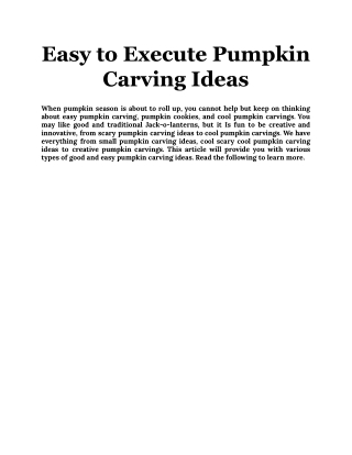 Easy to Execute Pumpkin Carving Ideas
