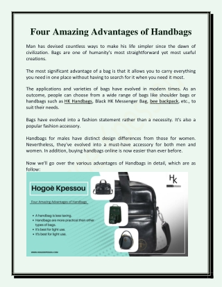 Four Amazing Advantages of Handbags - Hogoe kpessou