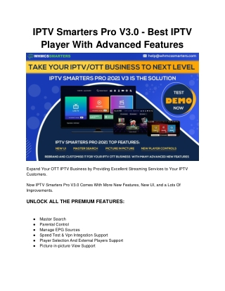 Best OTT IPTV Player - IPTV Smarters Pro v3.0 With New Features