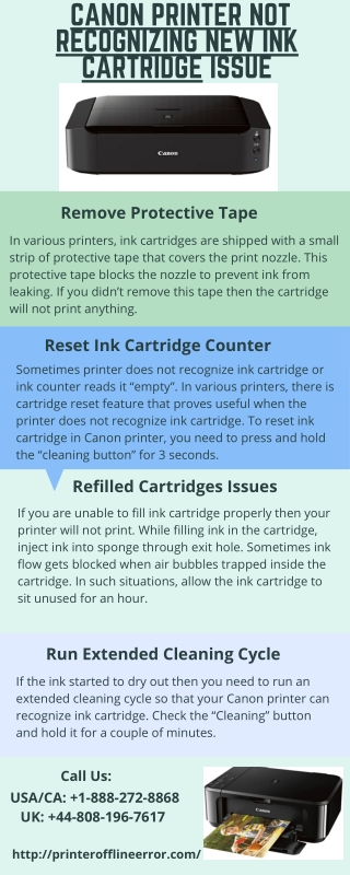 Troubleshoot Canon Printer Not Recognizing Ink Cartridge Error