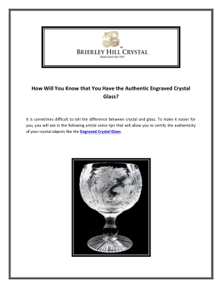 How Will You Know that You Have the Authentic Engraved Crystal Glass
