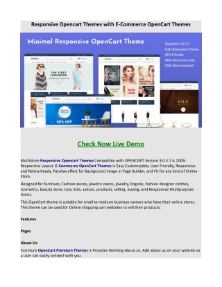 Responsive Opencart Themes with E-Commerce OpenCart Themes