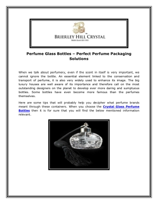 Perfume Glass Bottles – Perfect Perfume Packaging Solutions
