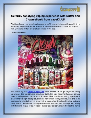 Clown e liquid UK