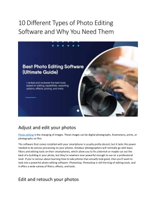 10 Different Types of Photo Editing Software and Why You Need Them