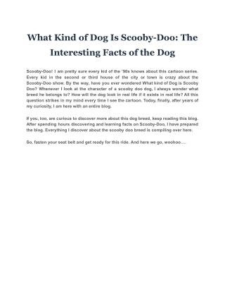 What Kind of Dog Is Scooby-Doo The Interesting Facts of the Dog