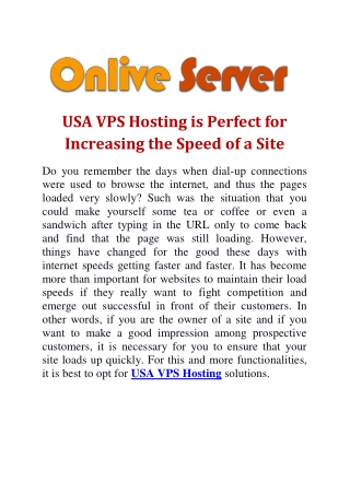 Know About USA VPS Hosting By Visiting Onlive Server