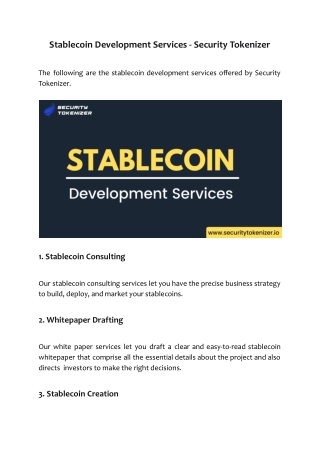 Stablecoin Development Services - Security Tokenizer
