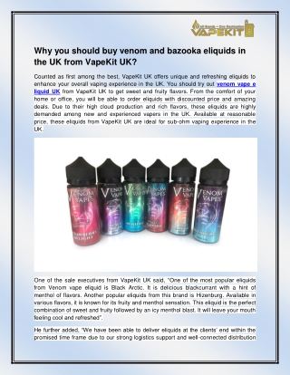 venom vape e liquid UK