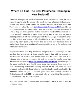Where To Find The Best Paramedic Training in New Zealand?