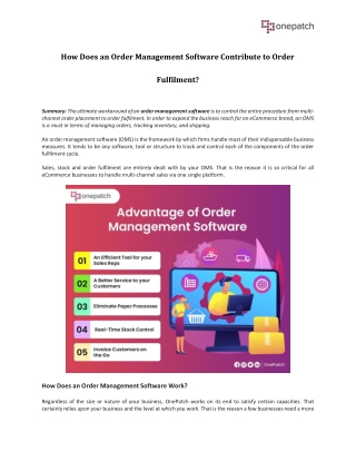 How Does an Order Management Software Contribute to Order Fulfilment